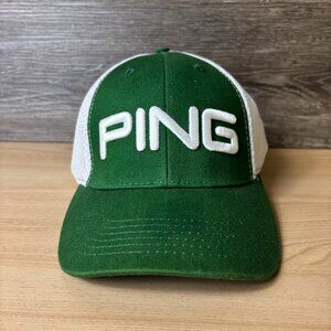 Ping Hat Cap Fitted One Size Green White Mesh Back Golf Golfing Mens